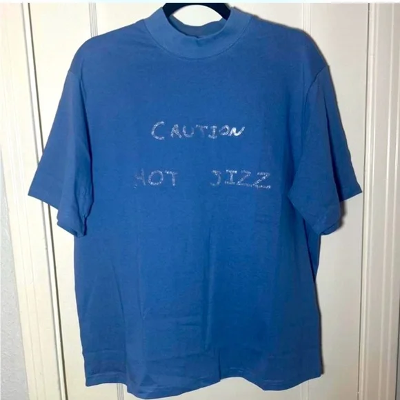 Fashion Brand Company “Caution Hot Jizz” Mock Neck Tee - Picture 6 of 8